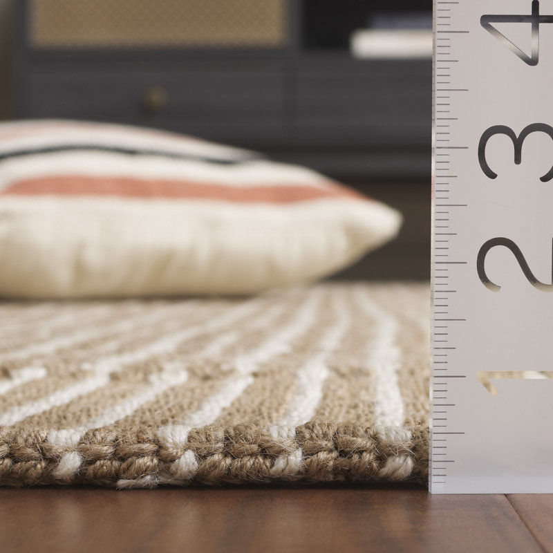 Erroll Pollux Hand Loomed Jute Ivory/Beige Area Rug, Rectangle 5' x 8'