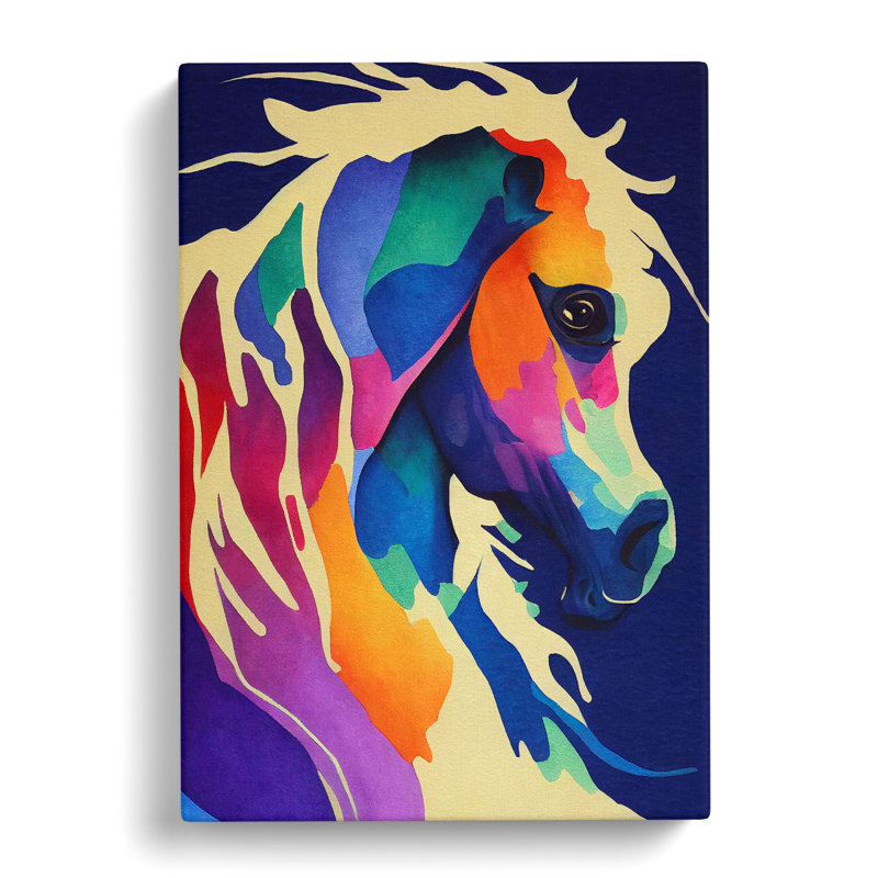XC1022-1598X Colourful Horse No.4 Abstract - Wrapped Canvas Print, 50cm H x 35cm W x 3cm D