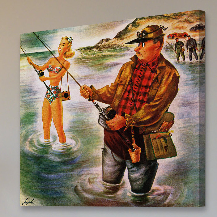 « tapis bikini fishing », reproduction d’art sur toile tendue, H 18 po x l 18 po x P 1,5 po