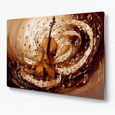 «Music Cello Brown», art mural en métal