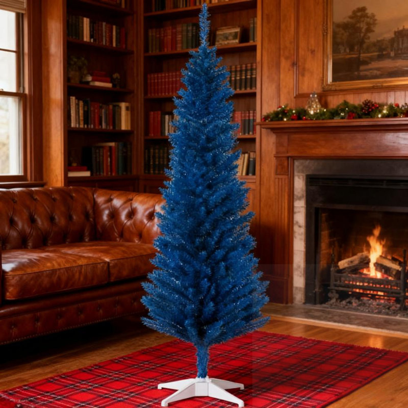 Arbre de Noël crayon bleu 6 pi, Bleu, H 6 pi