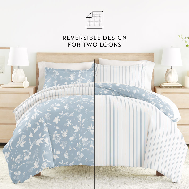 Twin Blue Floral Soft Plush Duvet Set