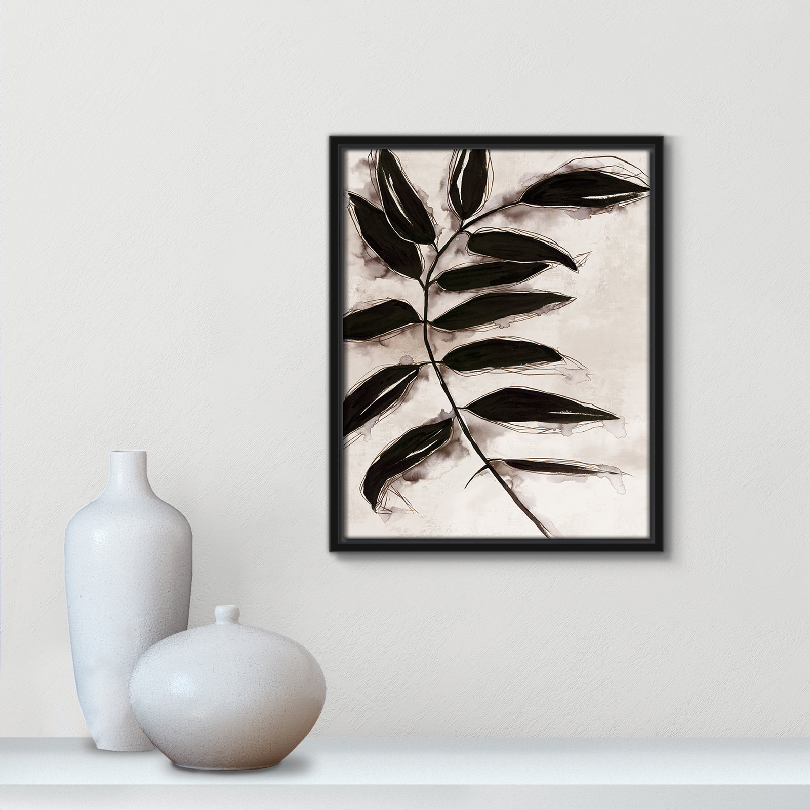 Leaves "Leaves II" Print, Black Framed, 15.5" H x 12.5" W x 2" D