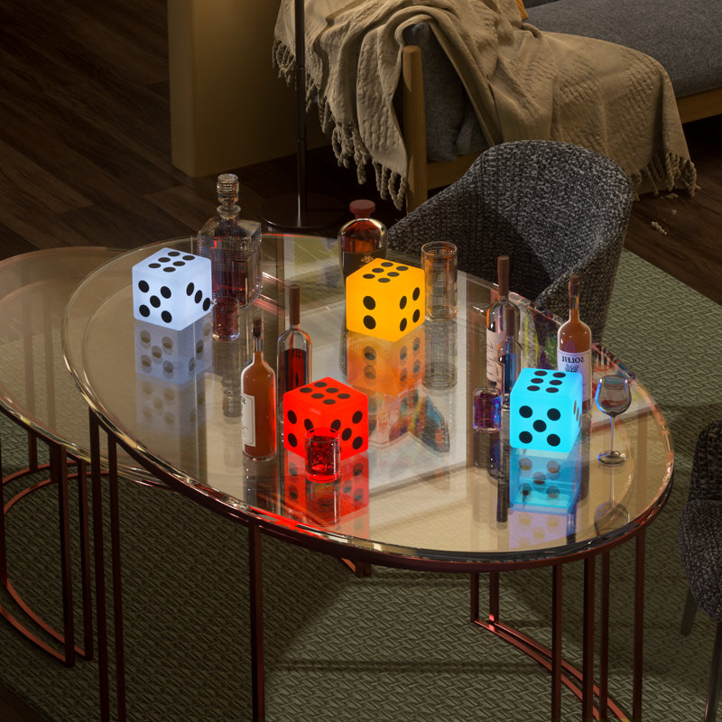 6" LED Square Cube Lamp Tabletop RGB Color Changing Rechargeable Night Light Waterproof with Remote Control Plug-In Integrated LED Outdoor Table Lamp