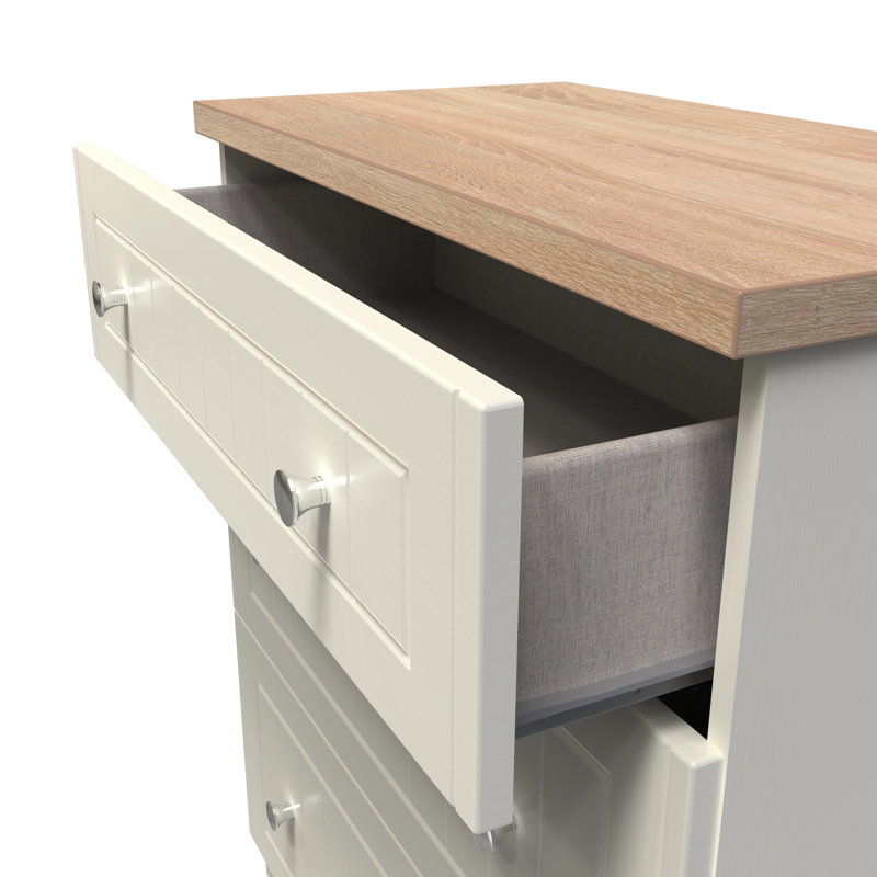 Fully Assembled Mitsuwa 3 - Drawer Chest of Drawers, Cream Ash/Oak