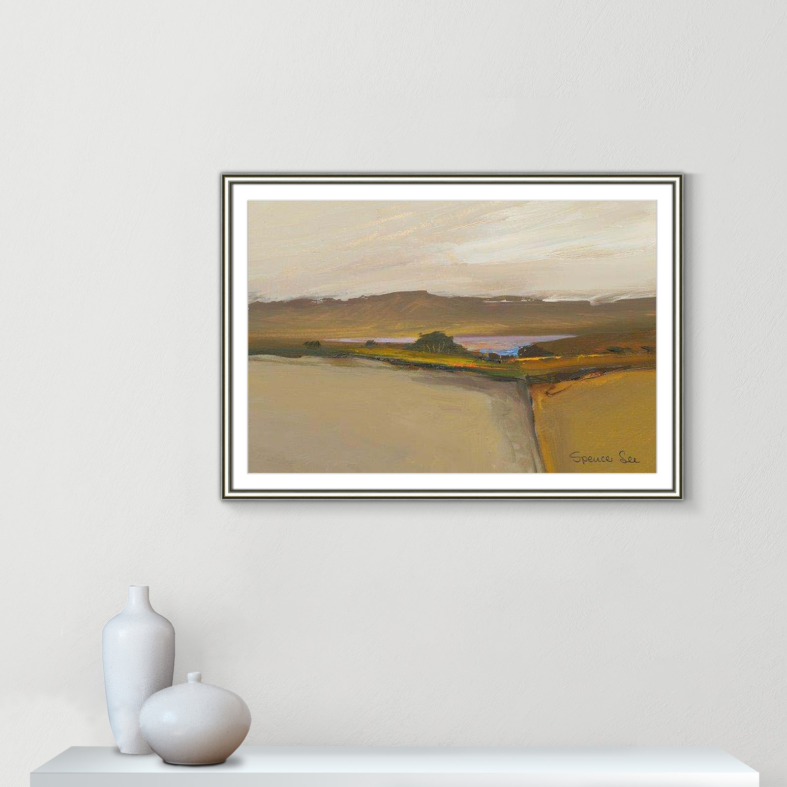 Heaven and Earth IV By Spencer Lee - Framed Art w/ 4 Ply Matboard, 26.75" H x 36.75" W x 0.75" D, Silver Framed