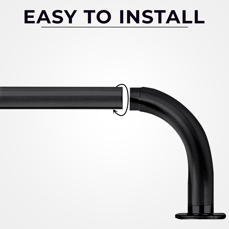 Alonnie Extendable Metal Curtain Pole Room Darkening Single Curtain Rod, Matte Black, 70 - 120 cm