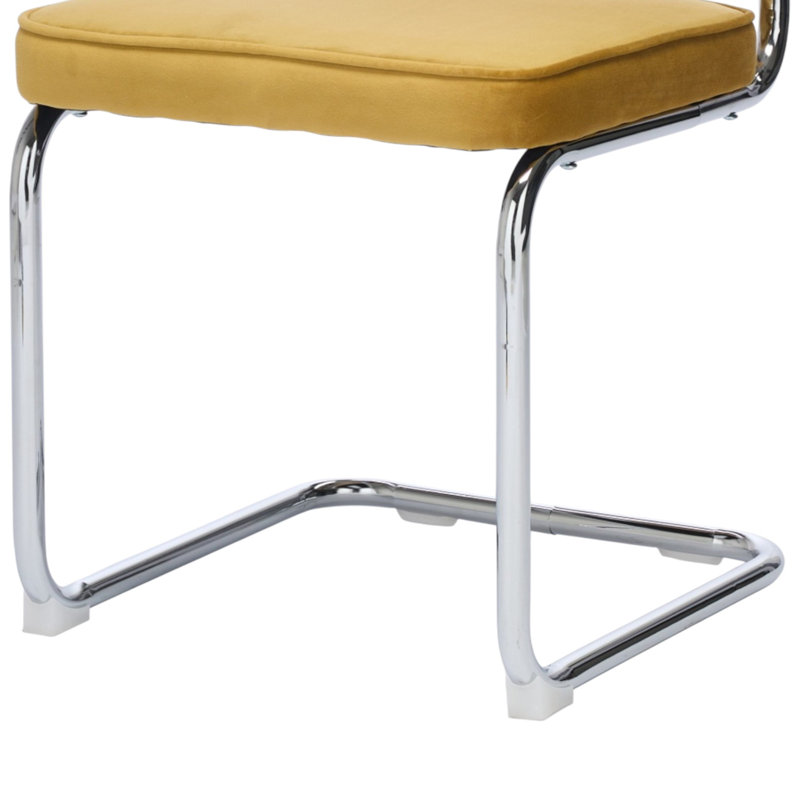Chaise d'appoint en porte-à-faux rembourrée Crumley, 4, Jaune