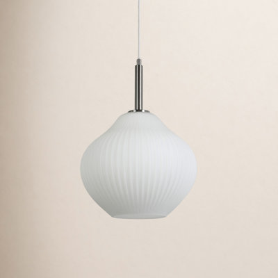 1- Light Modern Ribbed Glass Pendant Light