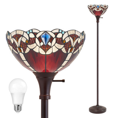 70" Modern Art Tiffany-Style Floor Lamp With 11" Stained Glass Lampshade, Rotary Switch, for Living Room, Bedroom, Reading Nook, Office, Indoor Home Decor