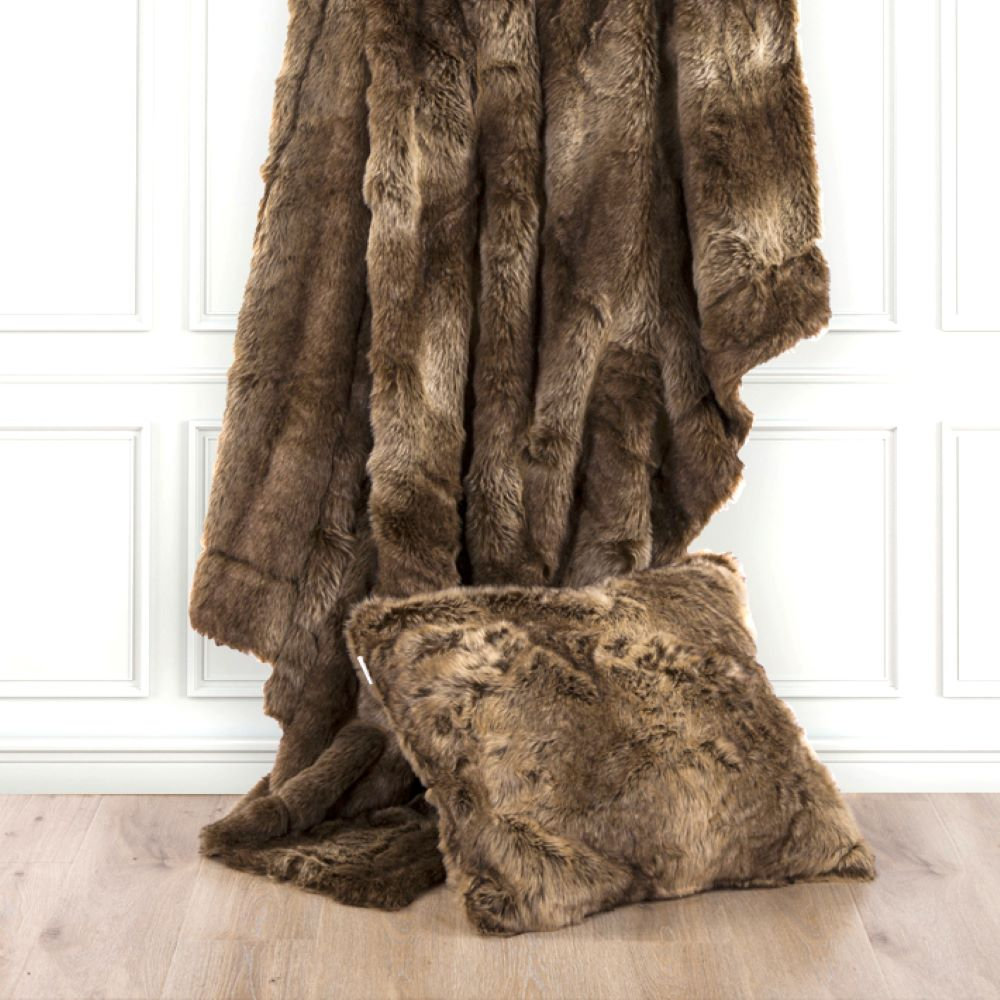 Wolf Fur Handwoven Throw Blanket, 60"L x 90" W