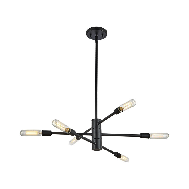 Lustre en acier à 6 lumières Yudi, Noir