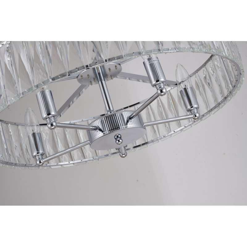 Modern 5 Light Chrome Round Crystal Chandelier, Chrome