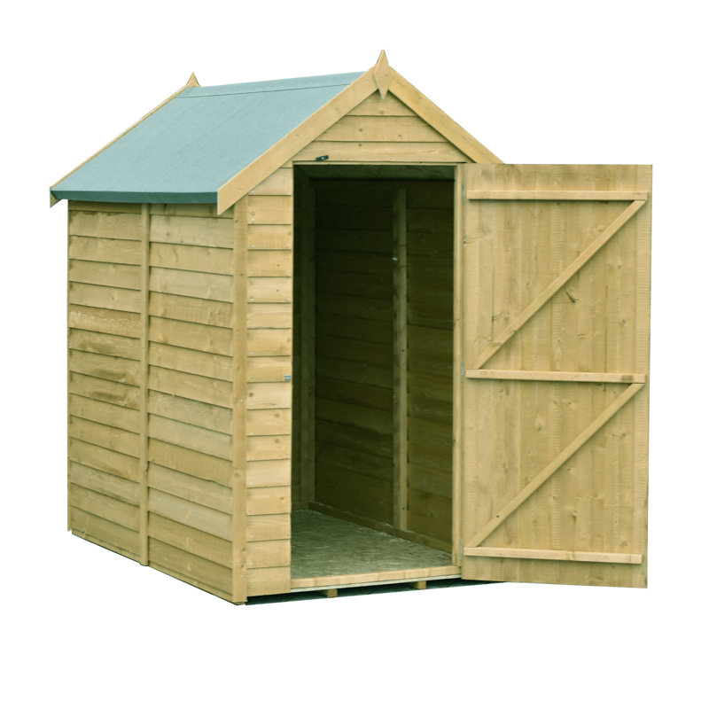 4 ft. W x 6 ft. D Overlap Apex Wooden Shed, No