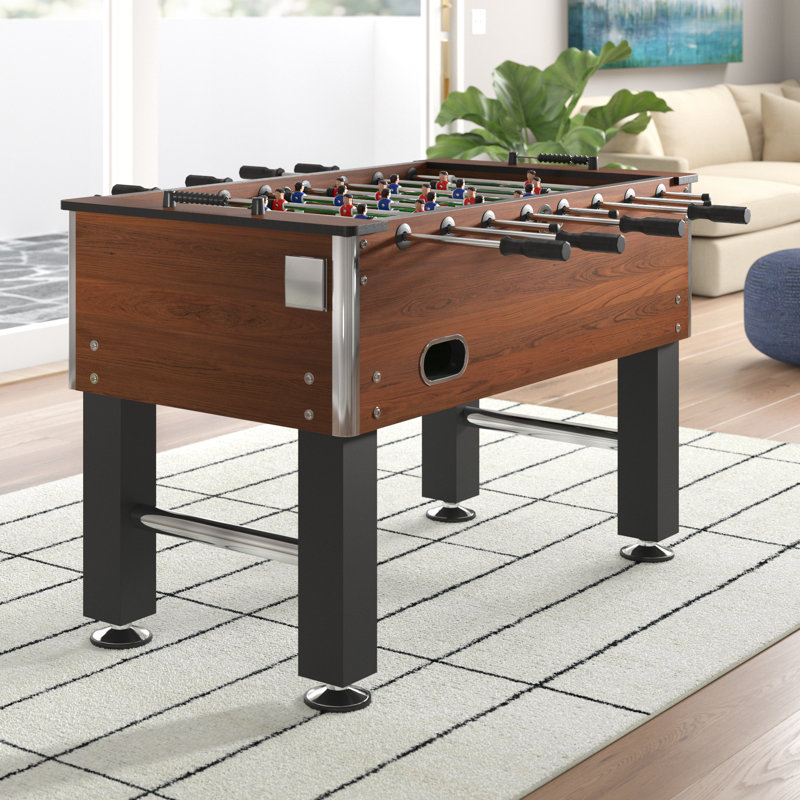 Sunnydaze 55-Inch Brown Faux Wood Foosball Table with Drink Holders