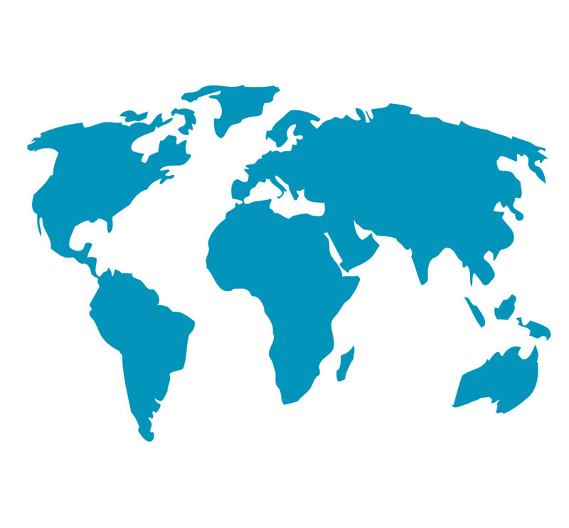 Décalcomanie murale carte du monde, Bleu sarcelle, H 38 x l 56 po x P 0,01 po