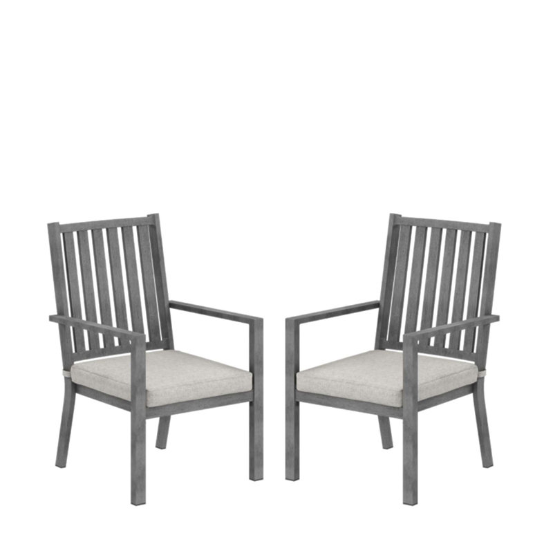 Ensemble de 4 chaises de patio en aluminium résistantes aux intempéries avec coussins épais et structure en bois rustique pour profiter de l'extérieur toute l'année