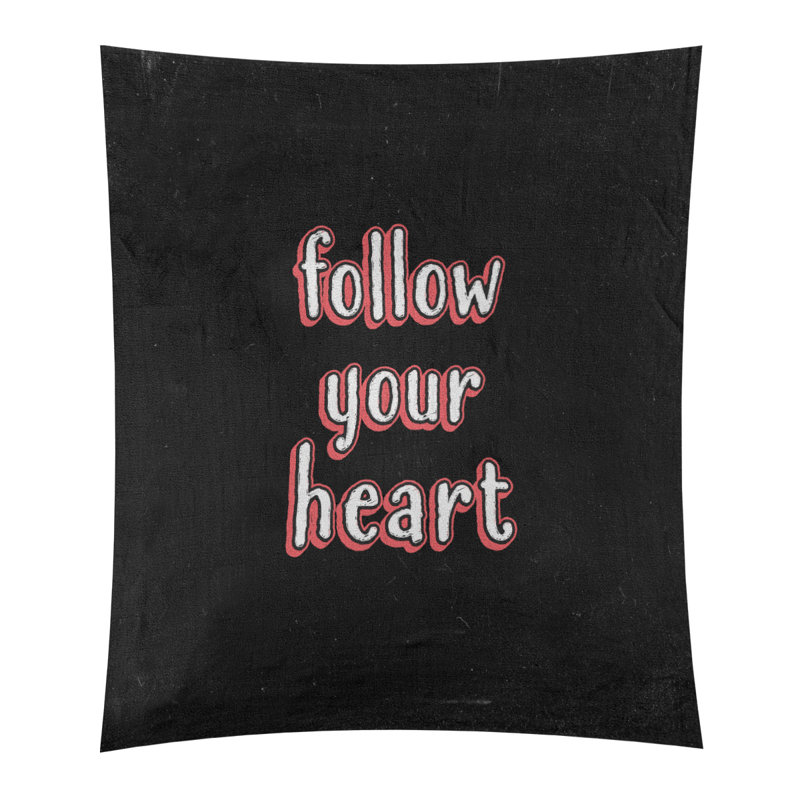 Tapisserie tableau noir en polyester suivre votre citation cardiaque, H 27,5 po x l 37,5 po, Rouge