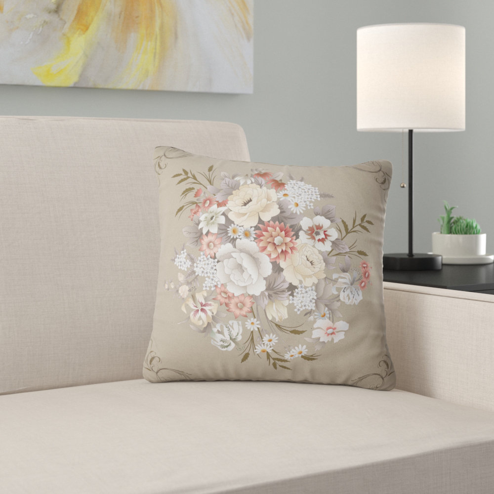 White and Yellow Floral Pattern - Floral Printed Pillow Design Art 