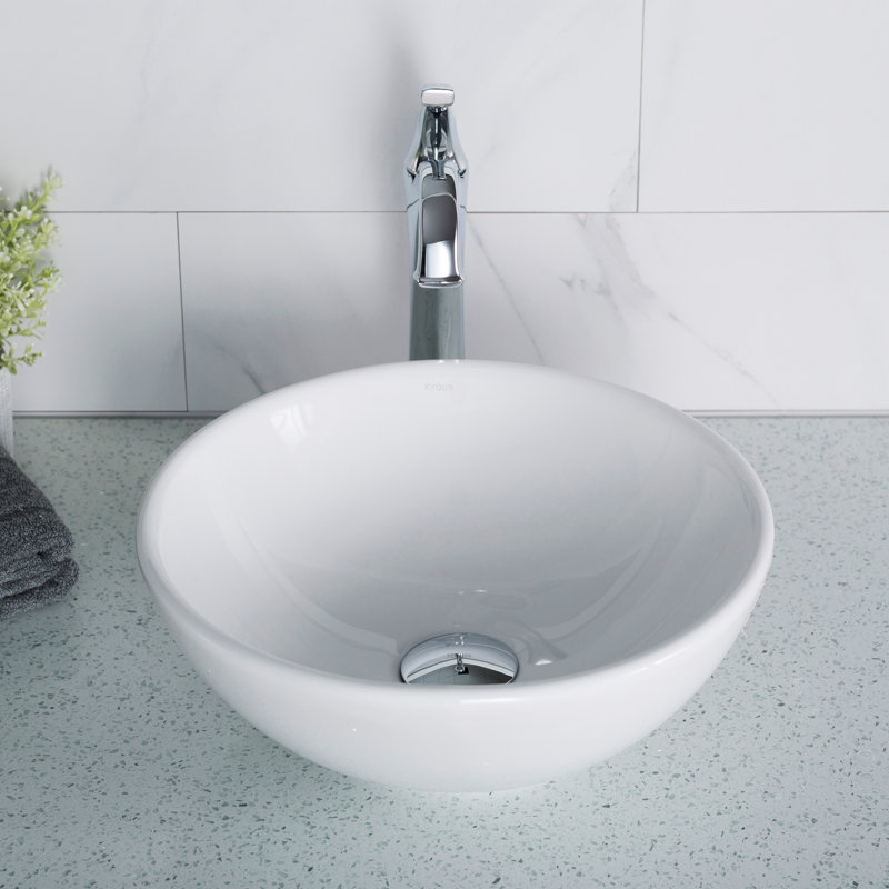 Lavabo de salle de bain vasque circulaire en céramique mince