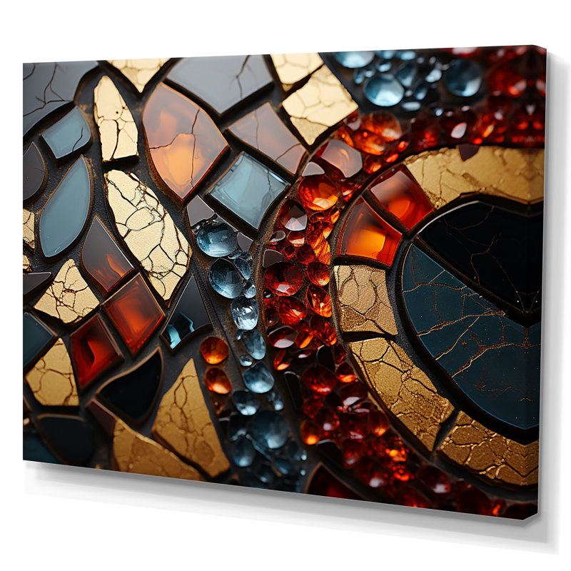 Cubic Mosaic Marble Tiles VI - Décoration murale en marbre, Toile tendue, H 16 po x l 32 po x P 1 po