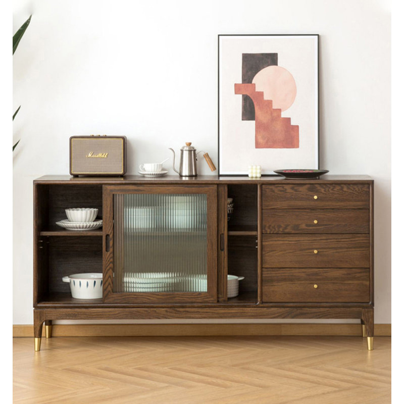 Scandinavian-style Oak Sideboard, 31.5" H x 55.1" W x 15.7" D