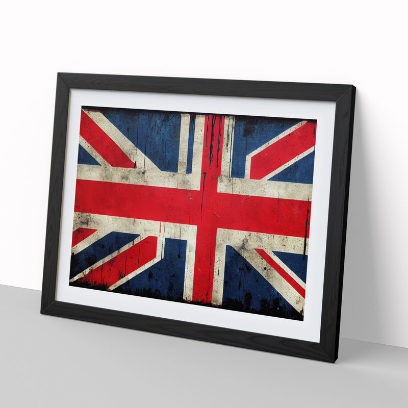 XH1022-9439X Union Jack Flag Vol.2 - Single Picture Frame Painting, Black, 25cm H x 34cm W x 2cm D