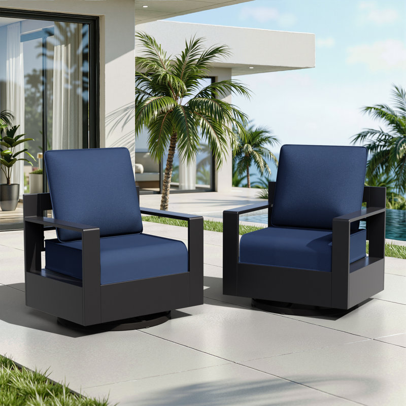 Adwin 6" Outdoor Olefin Cushion Set, Water & UV Resistant Removable Cover (Cushions Only), Blue, 4