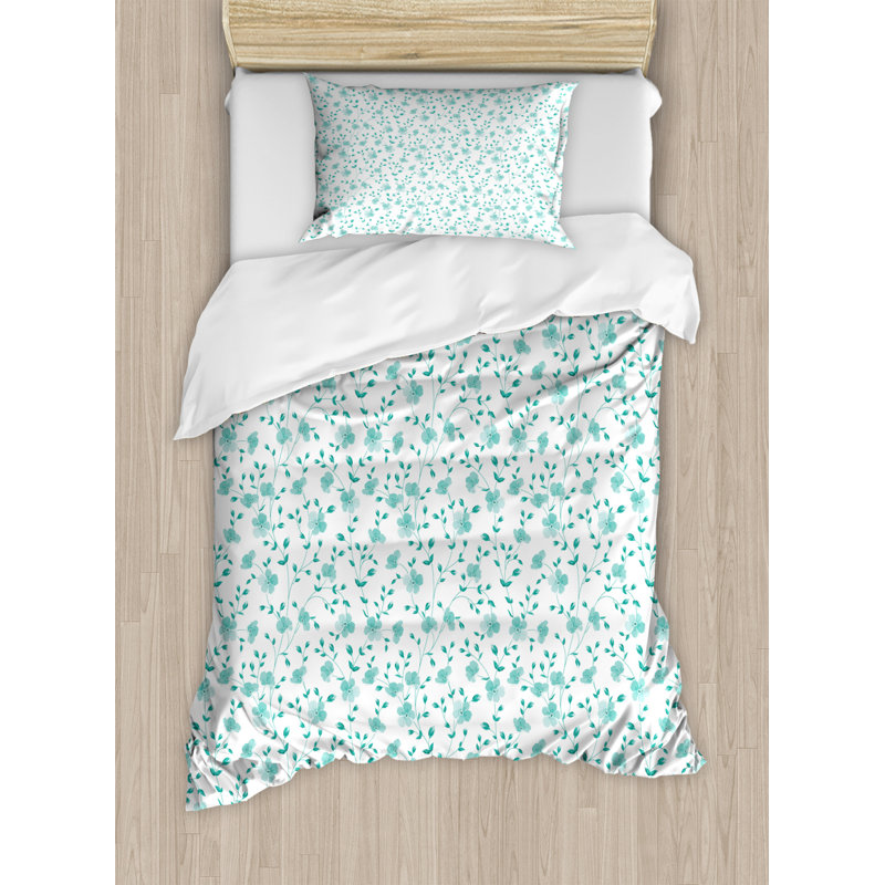 Cottage Americana Polyester Floral Duvet Cover, Twin Duvet Cover + 1 Pillow Sham