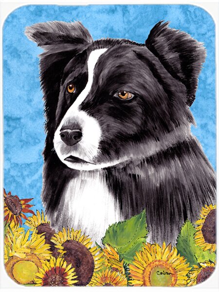 Red Barrel Studio® Border Collie and Sunflower Glass Cutting Board ...