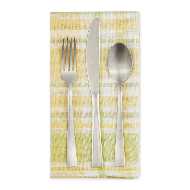 Injum 100% Cotton Checkered Square Napkin, Yellow