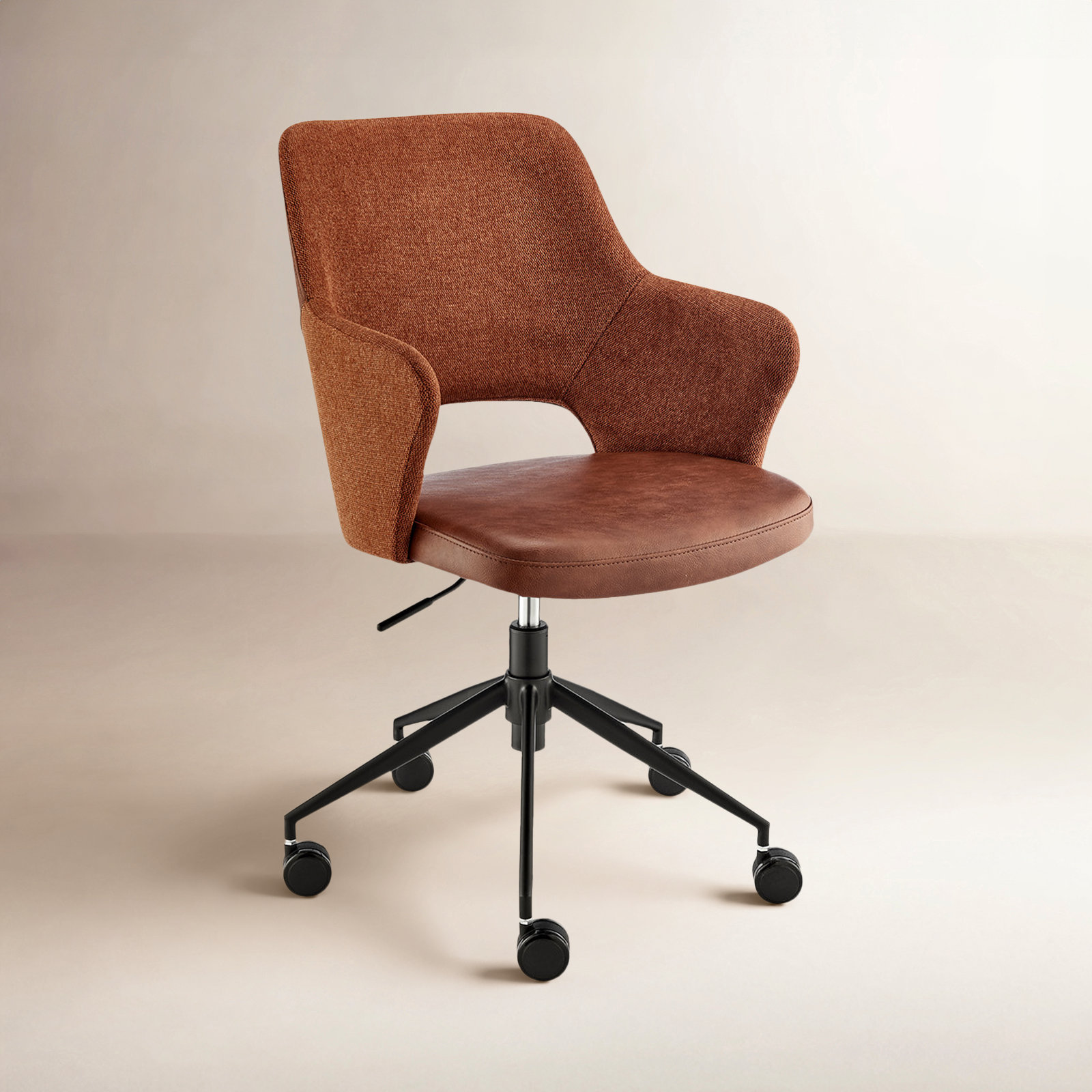 Shelter Swivel Office Chair, Dark Brown Faux Leather