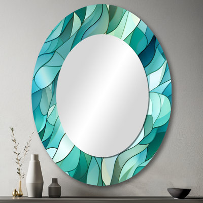 Seaglass Mosaic Emerald Coastal Pattern - Abstract Wall Mirror, Modern Decorative Mirror, Printed Metal Art