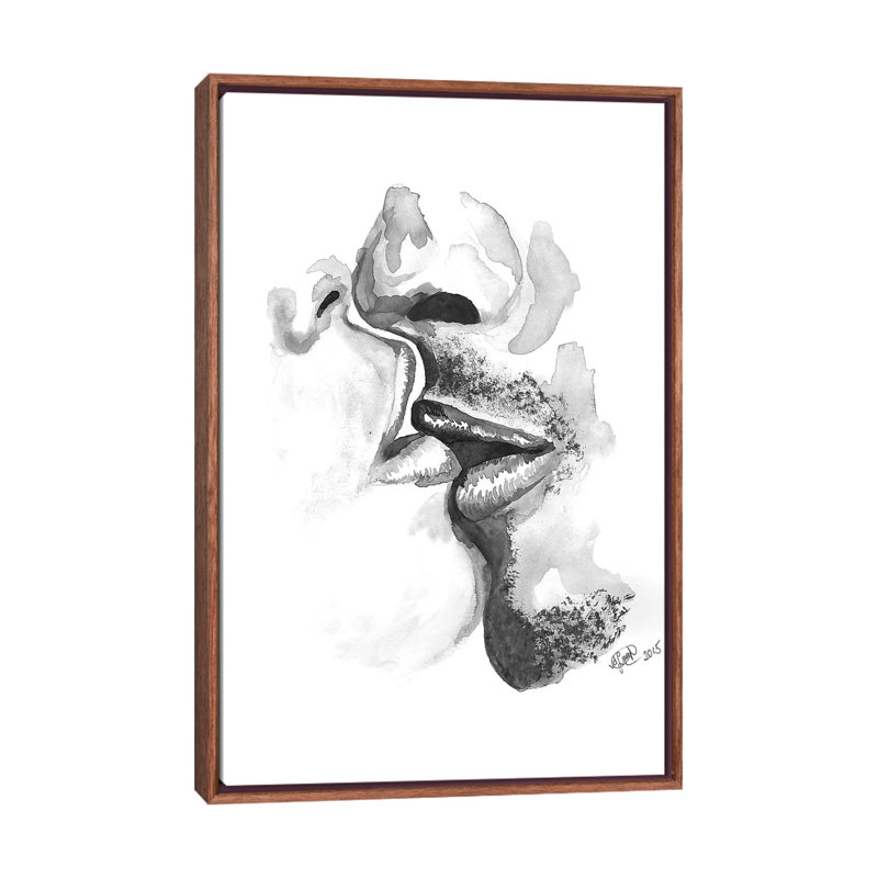 Kiss, reproduction d’art, H 26 po x l 18 po x 1,5 po, Toile avec cadre en bois brun classique, Pas de tapis