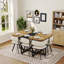 Ensemble de salle à manger 7 pièces pour 6 personnes, table à grain noir et bois avec 6 chaises capitonnées en velours beige-158010844