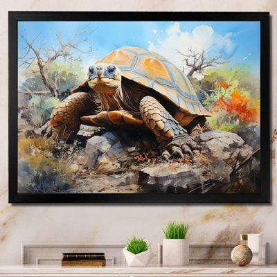 «Turtle On Land I», reproduction d'art sur toile encadrée