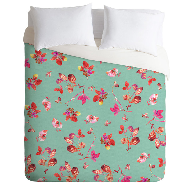 Bianca Green Glam Floral Duvet Cover, King Duvet Cover
