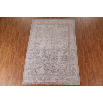 One-of-a-Kind Rectangle 6'7'' X 9'10'' 1950s Wool Area Rug in Beige