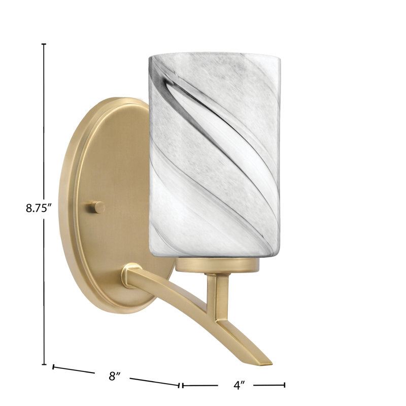 Applique murale kurve avec verre tourbillon onyx 4 po, Laiton