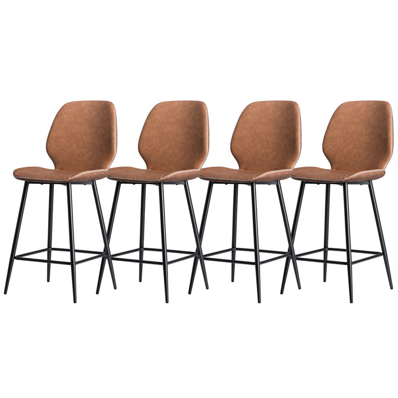 Upholstered Counter Stool With Metal Frame, Counter Stool (26” Seat Height), 4