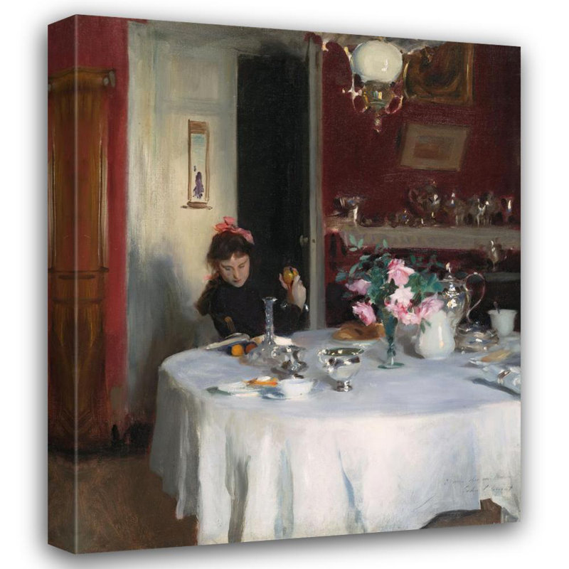 "La table du petit-déjeuner" par John Singer Sargent - Toile tendue avec châssis, H 18 po x l 14 po