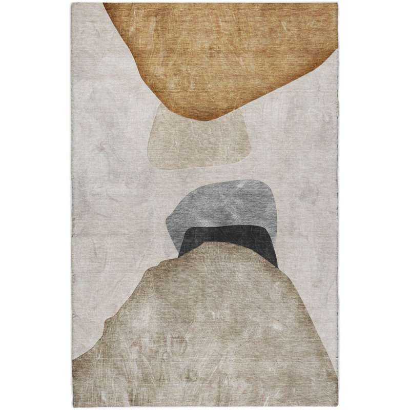Premium Machine Washable Dream Shag ADS547 Abstract Rug, 9' x 12', Brown