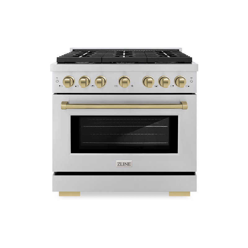 ZLINE 36 in. 6 Burner Gas Range with Convection Gas Oven in Stainless Steel and Accents