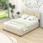 Grand lit plateforme tapissier avec tête de lit, deux tiroirs de rangement et lit gigogne simple TG-429363635