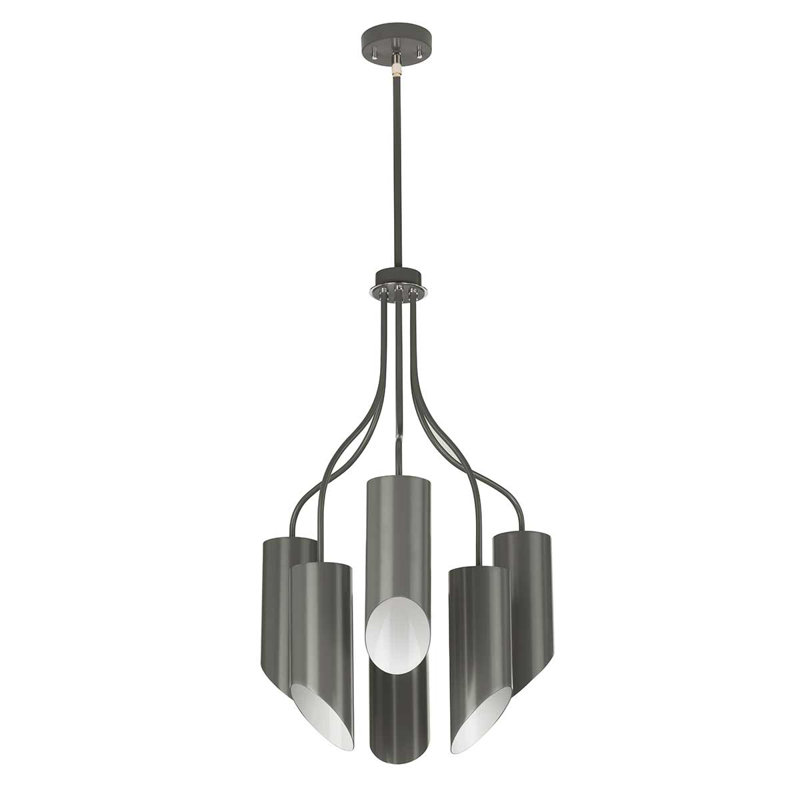 Demuth 6 - Light Shaded Chandelier, Dark Grey
