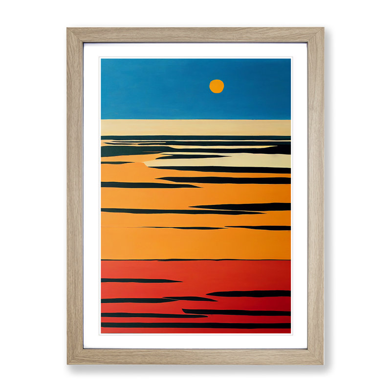 XV1022-4697X Timeless Sunset Abstract - Wall Art, 48cm H x 36cm W, Oak Framed Paper, White