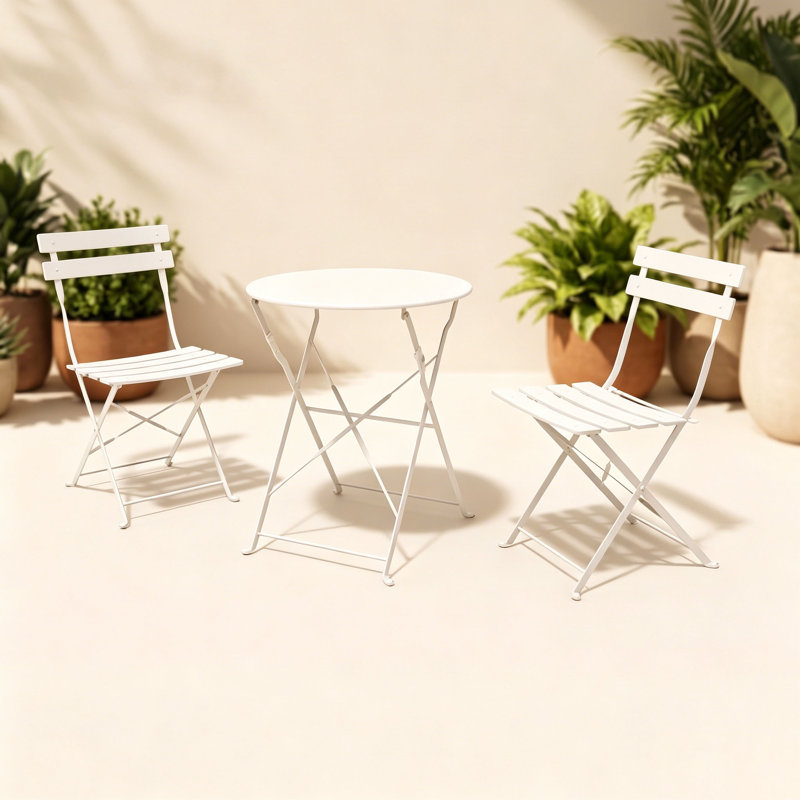 Olilawn Halloween Outdoor Set, 3-piece Folding Outdoor Patio Furniture Set, White