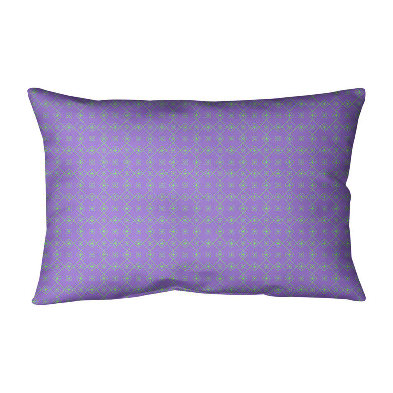 Coussin lombaire en coton Katelyn Elizabeth Doily, Bourre en polyester, Mauve / vert / vert