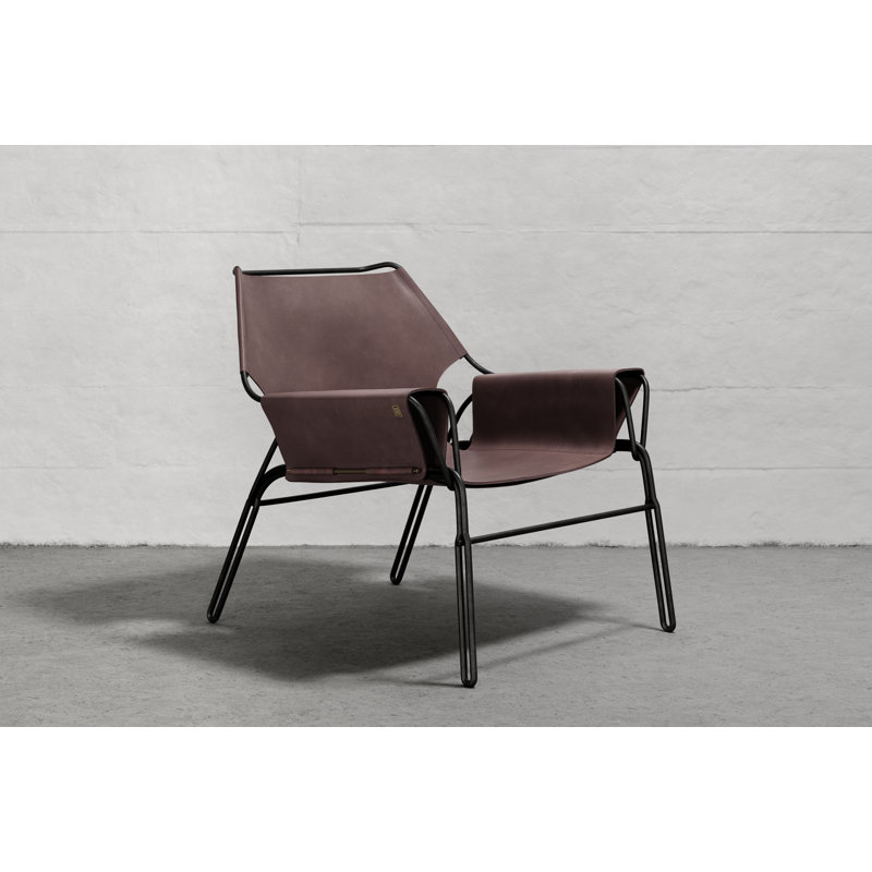Perfidia Leather Lounge Chair, Brown Red Genuine Leather