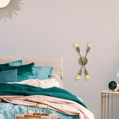 Lampe murale rétro industrielle, corps en métal, 16,5 po x 3,1 po x 15,7 po | 4 x douilles E27 (40 W maximum) | Design scandinave élégant, classé IP20, parfait pour les espaces de vie modernes et l'éclairage décoratif